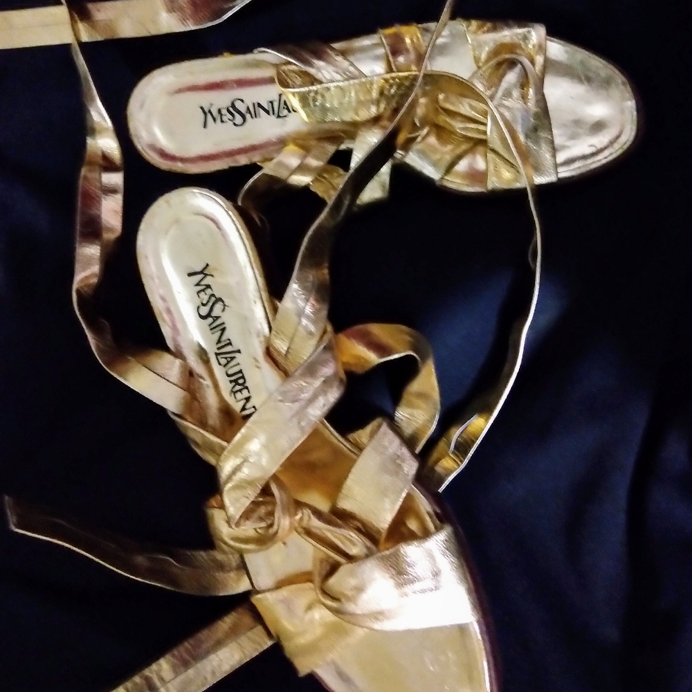 Yves Saint Laurent gold gladiators